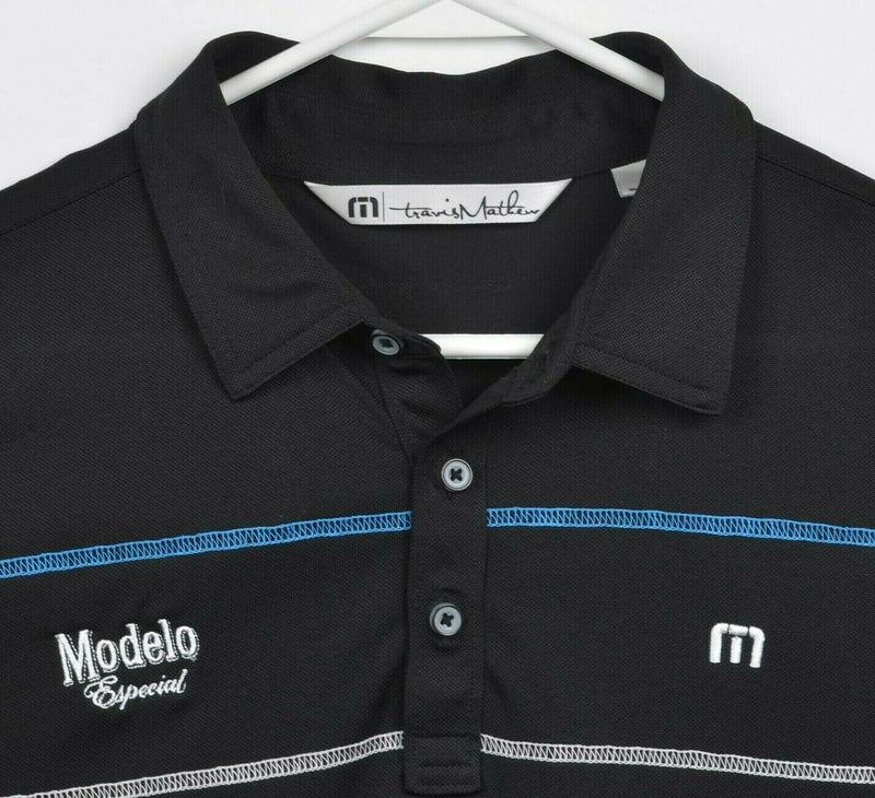 Travis Mathew Men's Large Black Striped Modelo LA Galaxy Golf Polo Shirt