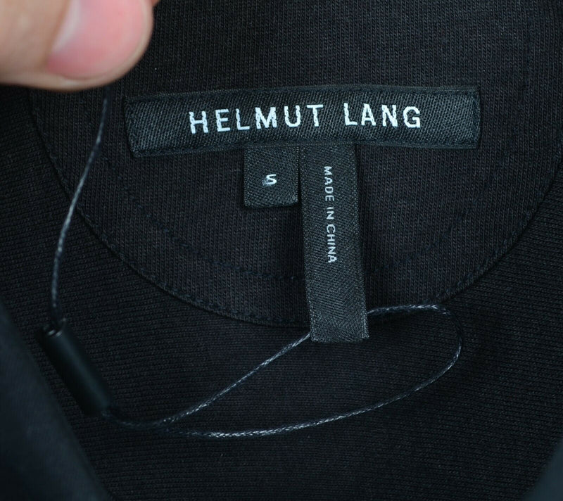 Helmut Lang Men's Small Hidden Button-Front Solid Black Soft Designer Shirt