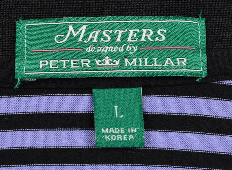 Masters by Peter Millar Men's Sz Large Purple Black Striped Golf Polo Shirt