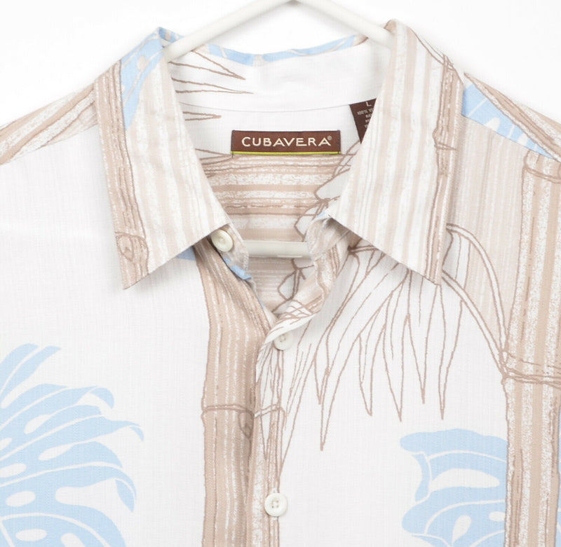 Cubavera Men's Sz Large 100% Viscose Floral Bamboo Cuban Hawaiian Shirt