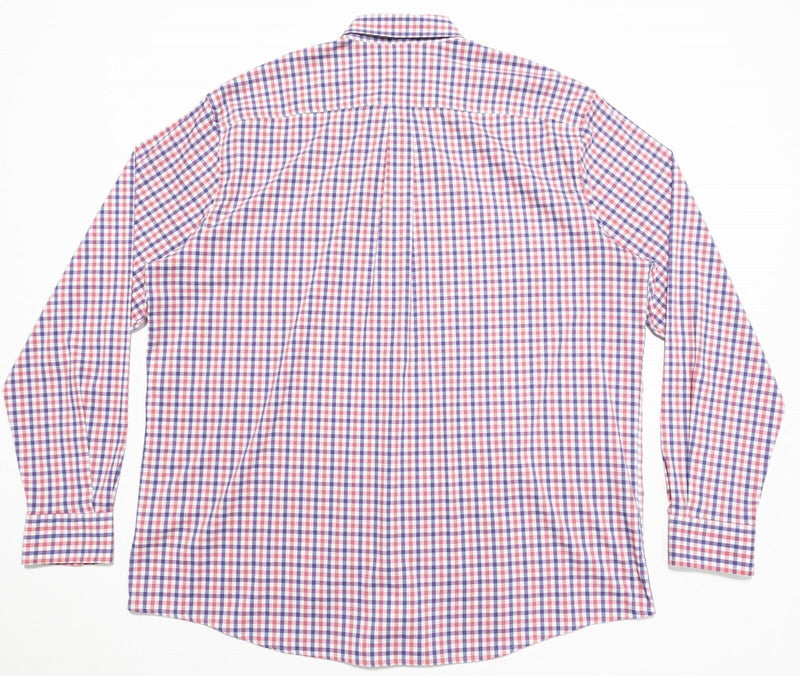 johnnie-O Shirt Men 2XL Prep-Formance Long Sleeve Nylon Bamboo Pink Purple Check