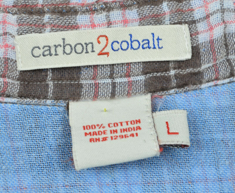 Carbon 2 Cobalt Men's Sz Large Pearl Snap Brown Plaid Western Flannel Shirt