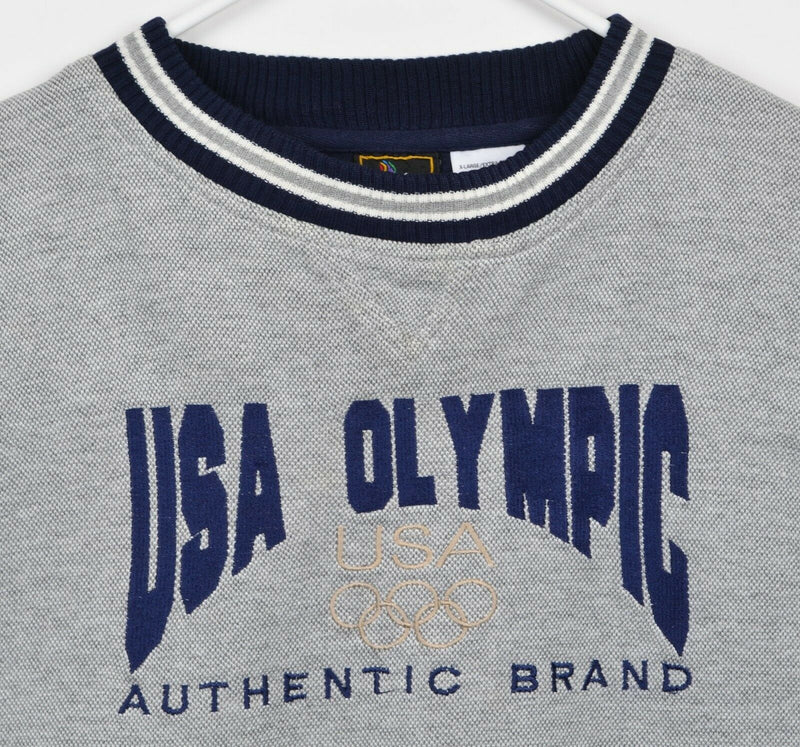 Vtg 90s USA Olympics Men's Sz XL Heather Gray Crew Neck Pullover Sweatshirt