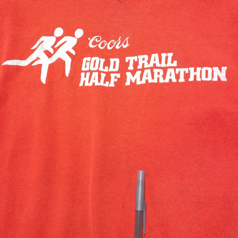 Vintage Coors Marathon T-Shirt Men's Large Russell Athletic Red Washed Track 80s