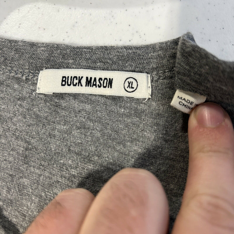 Buck Mason Men's XL Heather Gray 4-Button Henley Long Sleeve Crew Neck T-Shirt