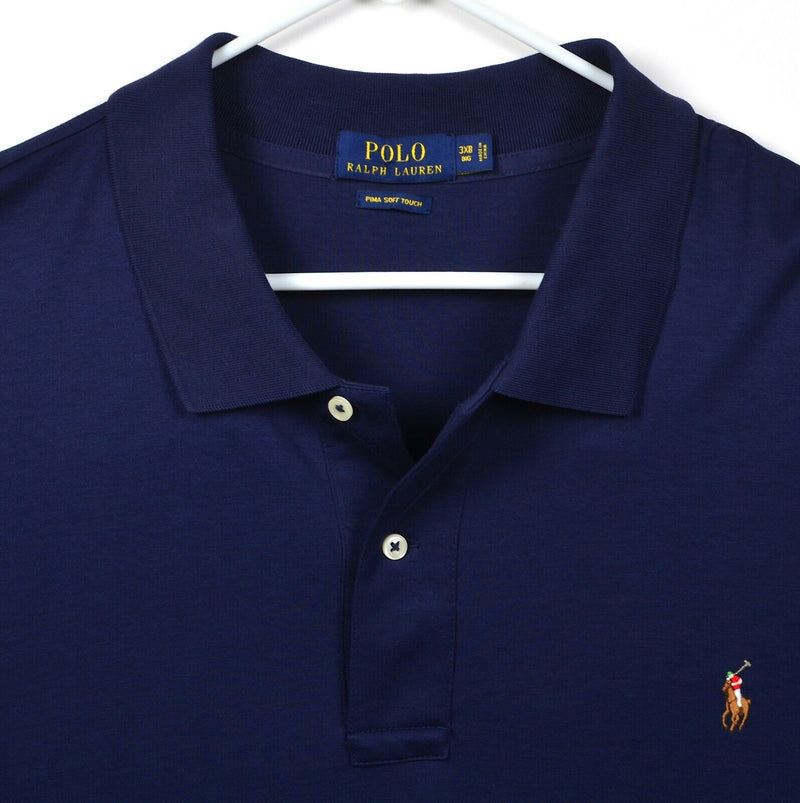 Polo Ralph Lauren 3XB (3XL Big) Solid Navy Blue Pima Soft Touch Pony Polo Shirt