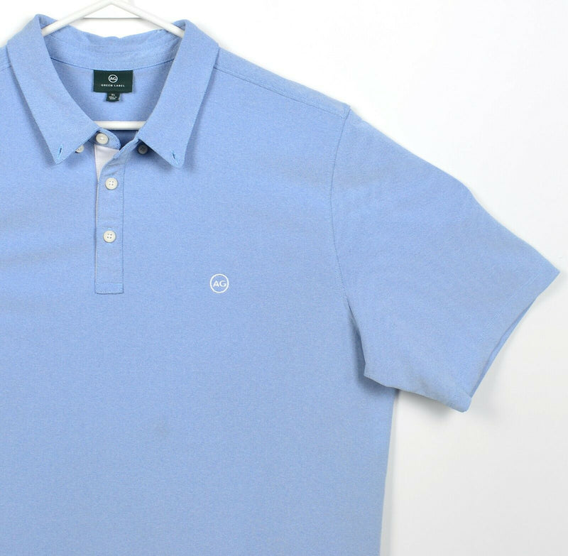 AG Green Label Men's XL Blue Logo Adriano Goldschmied Polyester Polo Shirt