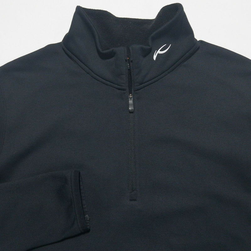 KJUS Men's Medium/50 Caliente Half Zip Solid Black Pullover Golf Top