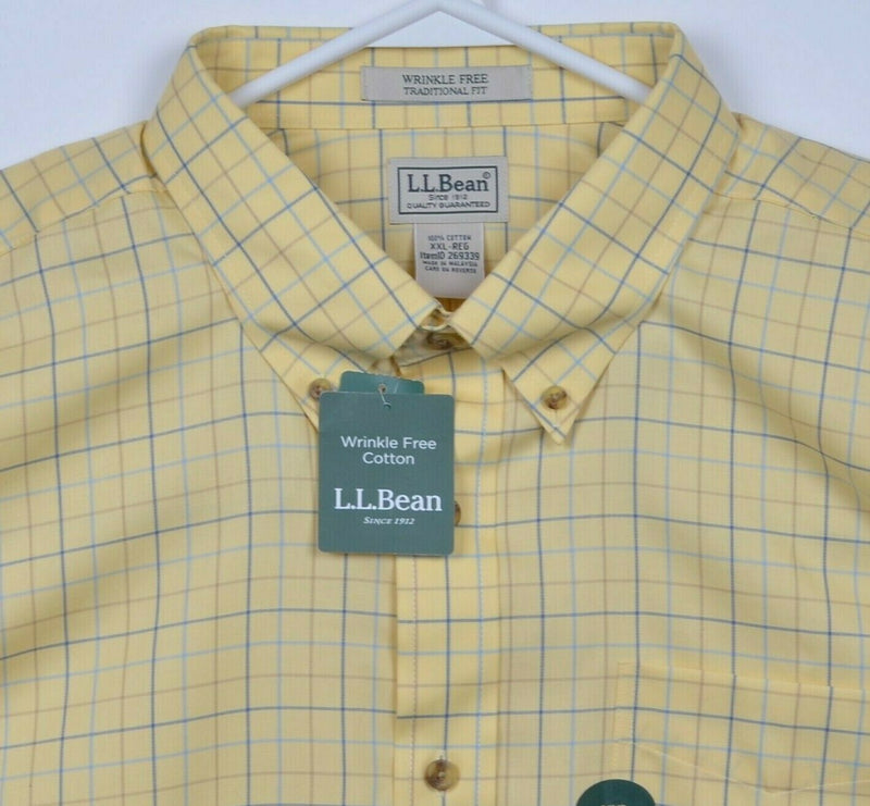 LL Bean Men's 2XL Traditional Wrinkle-Free Twill Sport Yellow Button-Down Shirt