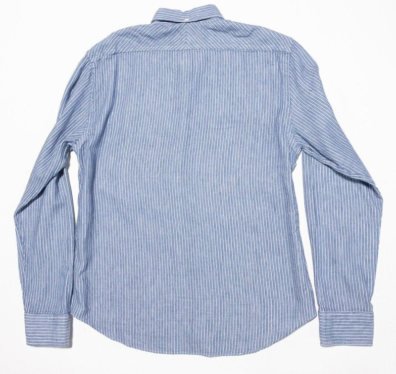 Billy Reid Shirt Medium Slim Men's Long Sleeve Italy Blue Striped Button-Down