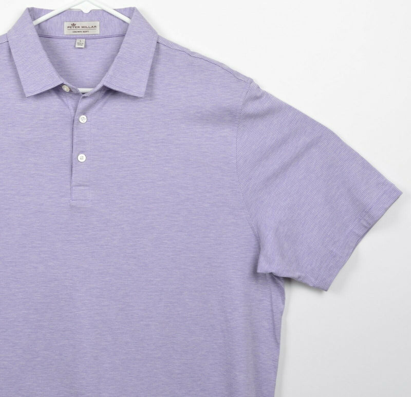 Peter Millar Crown Soft Men's Large Heather Purple Pima Cotton Silk Polo Shirt
