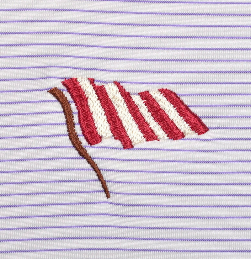 Peter Millar Summer Comfort Men's XL White Purple Micro-Striped Golf Polo Shirt
