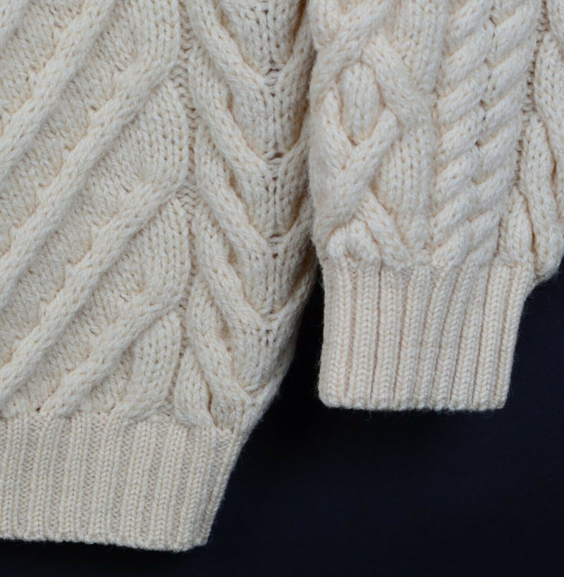 Vintage Lands End Men's XL 100% Wool Irish Fisherman England Cable-Knit Sweater