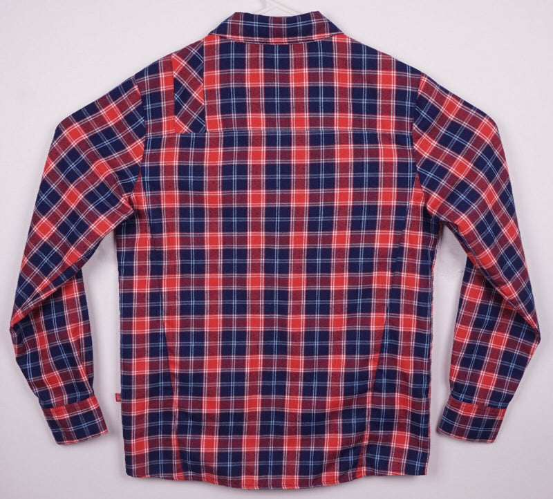 Bontrager Trek Men's Medium Flambeau Flannel Cycling Red Blue Plaid Casual Shirt