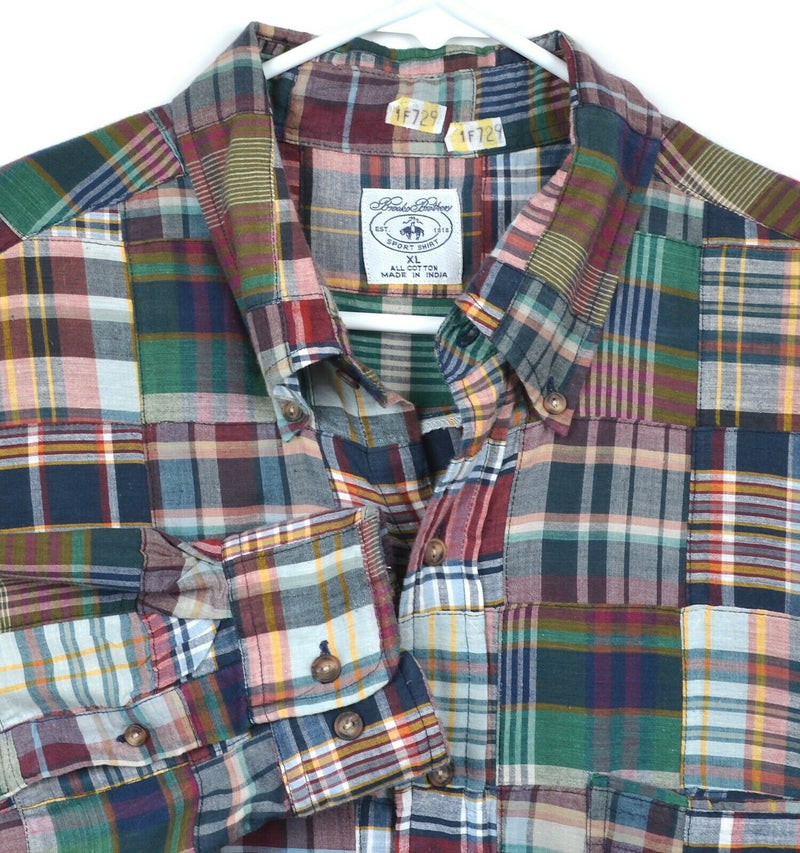 Brooks Brothers Men's Sz XL Patchwork Quilt Madras Plaid Button-Down Shirt