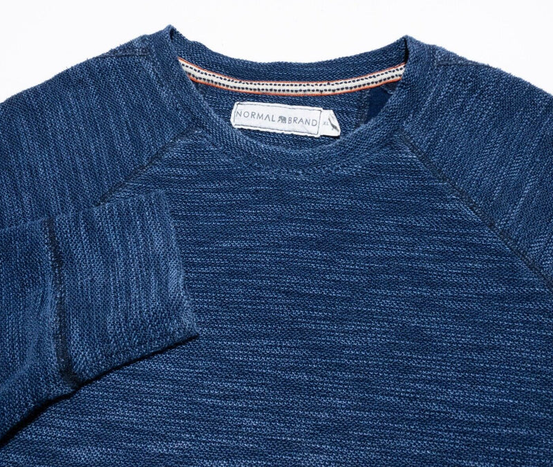 Normal Brand Indigo Shirt Men's XL Long Sleeve Knit Blue Cotton Blend Crewneck