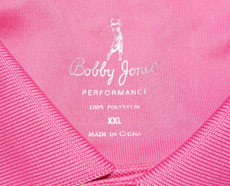 Bobby Jones Polo 2XL Men's Performance Shirt Golf Pink Striped Wicking