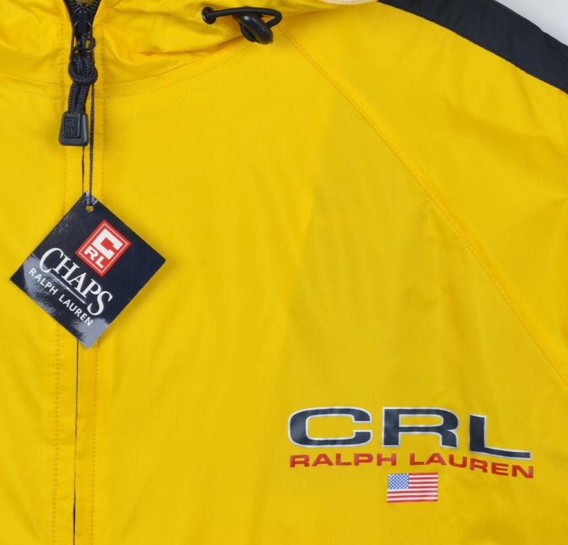 Vintage 90s Chaps Ralph Lauren Men's Medium Yellow CRL Flag Windbreaker Jacket