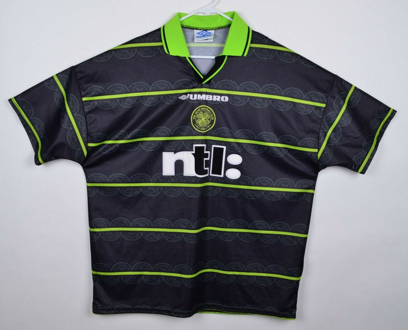 Vtg 90s Celtics Football Club Men's Sz 2XL Umbro Black Green Soccer Jersey