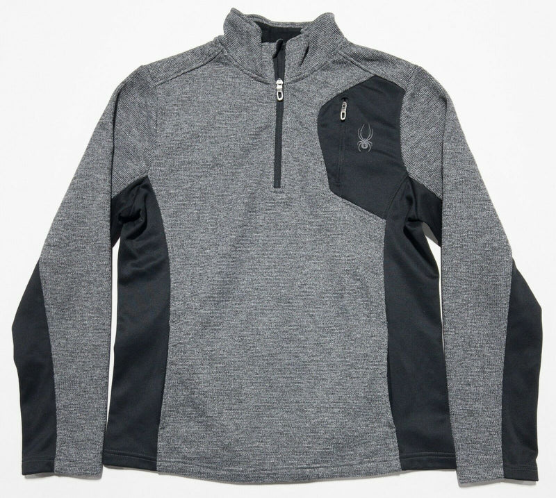 Spyder Men's Medium Gray 1/4 Zip Fleece Lined Gray Black Pullover Jacket
