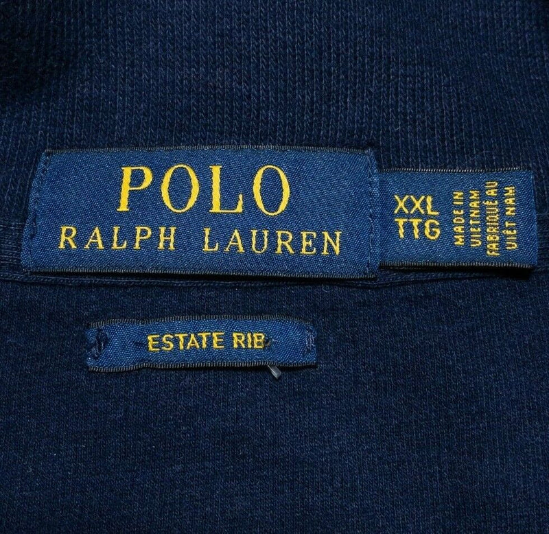 Polo Ralph Lauren Sweater Men's 2XL Estate Rib 1/4 Zip Navy Blue Pullover