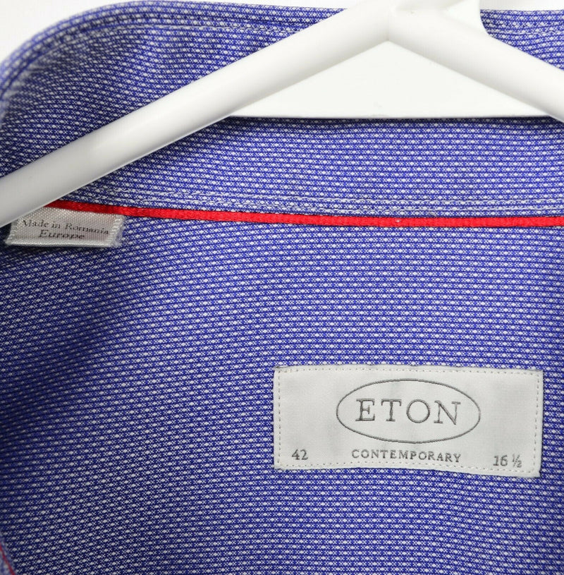 ETON Contemporary Men's 16.5/42 Blue Long Sleeve Button-Front Dress Shirt