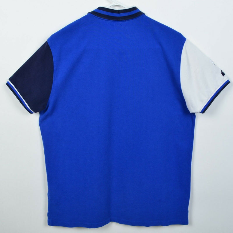 Polo Ralph Lauren Men's Large Slim Fit Big Pony Blue Crest Logo Rugby Polo Shirt