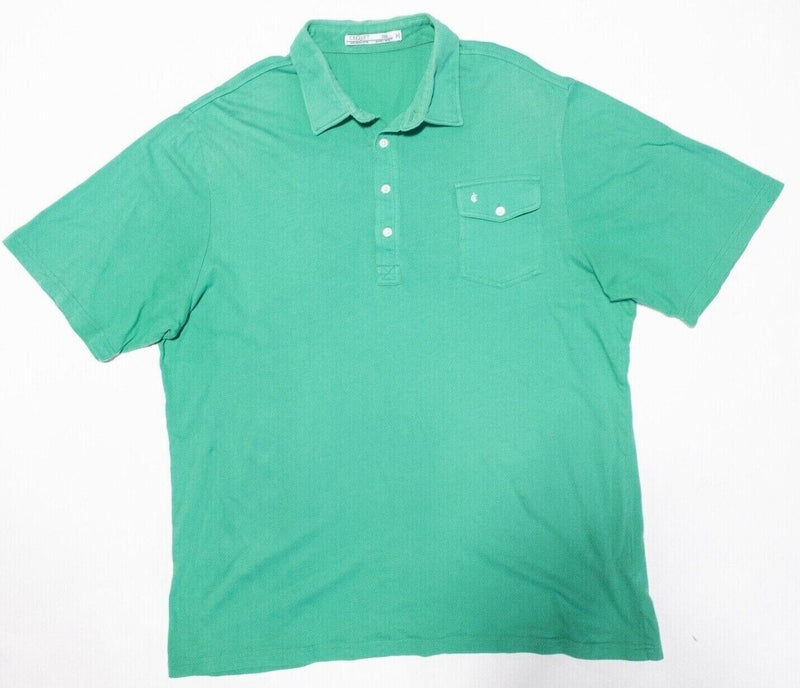 Criquet Polo XXL Men's Shirt Short Sleeve Pocket Solid Green Embroidered Logo