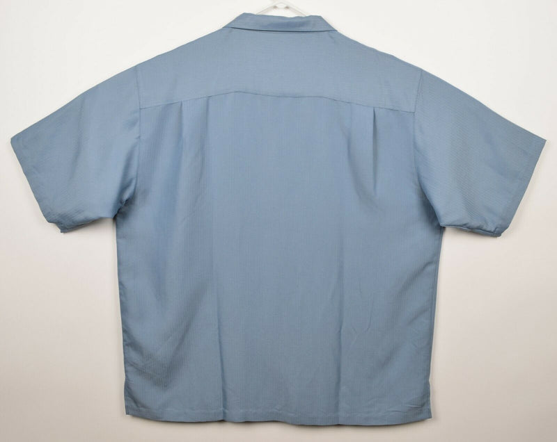 Hook & Tackle Men's Sz 2XL Rayon Blend Blue Embroidered Fishing Hawaiian Shirt