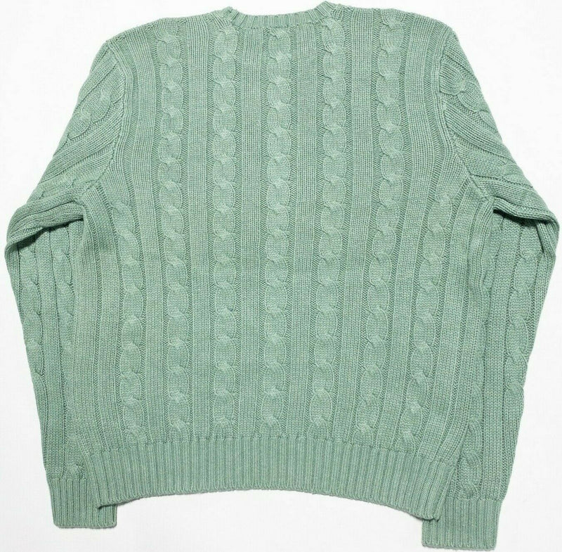 Polo Ralph Lauren Men's XL 100% Tussah Silk Green Cable-Knit Pullover Sweater