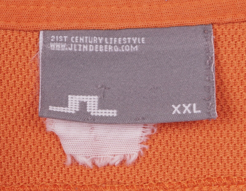 J. Lindeberg Men's Sz 2XL Solid Orange Pockets Golf Casual Polo Shirt
