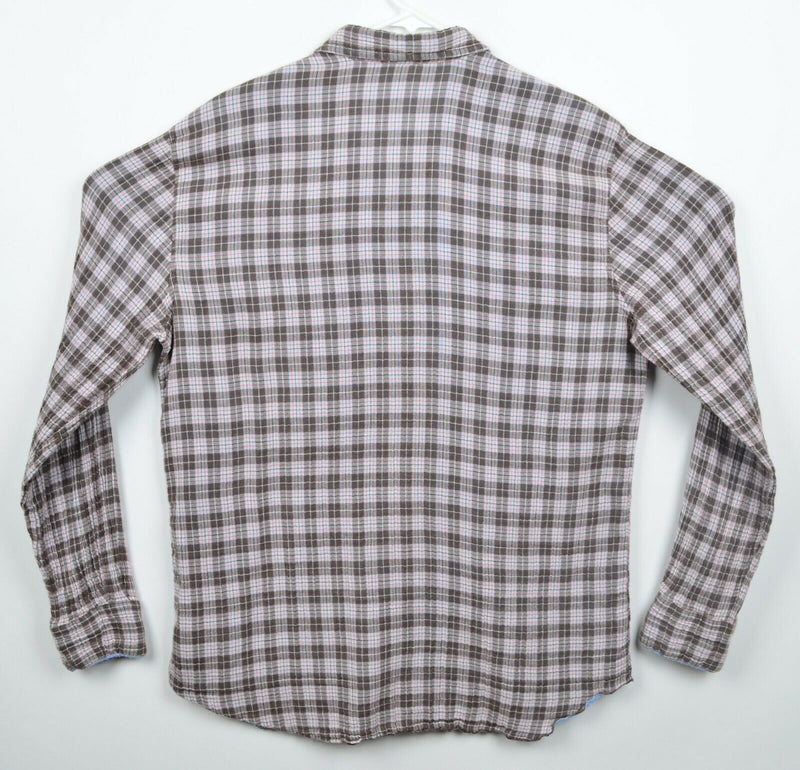 Carbon 2 Cobalt Men's Sz Large Pearl Snap Brown Plaid Western Flannel Shirt