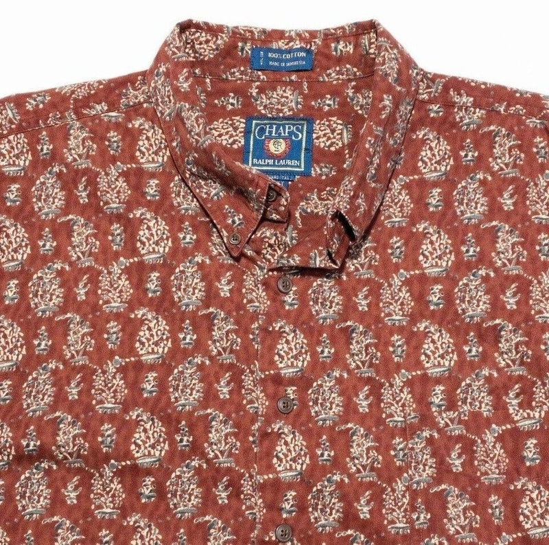 Chaps Ralph Lauren Shirt 2XLT Men's Paisley Vintage Red Long Sleeve Button-Down