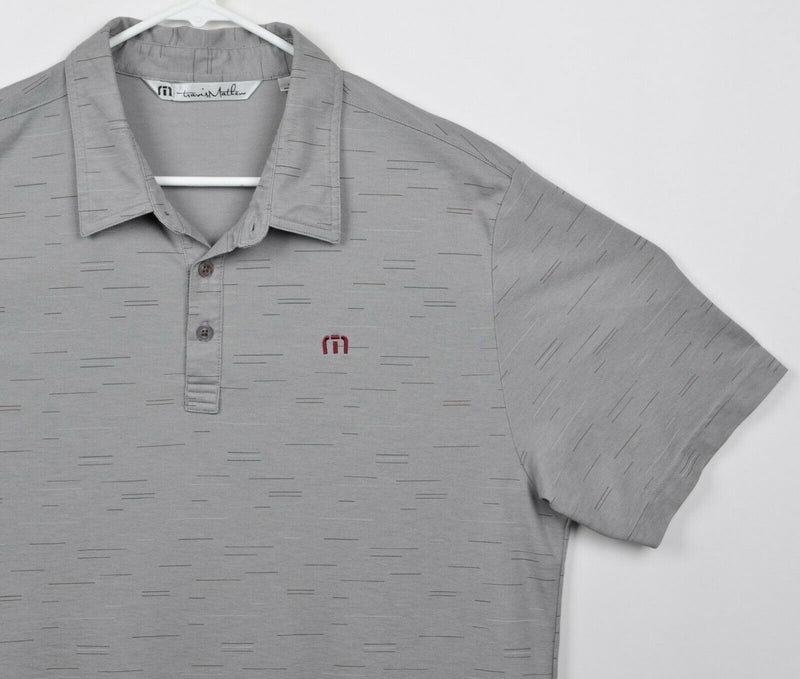 Travis Mathew Men's Sz XL Gray Geometric Pima Cotton Blend Golf Polo Shirt