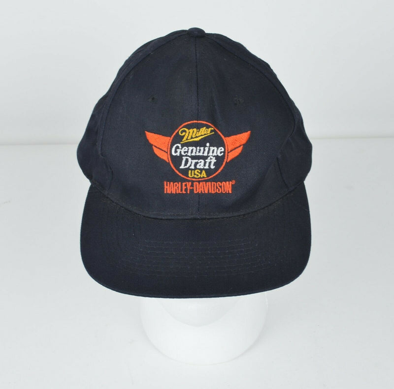 Harley-Davidson Miller Genuine Draft Beer Men's Black Orange Snapback Hat