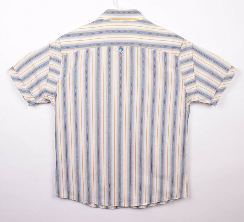 Kuhl Men's Medium Striped Metal Buttons Cotton Poly Blend Short Sleeve Shirt