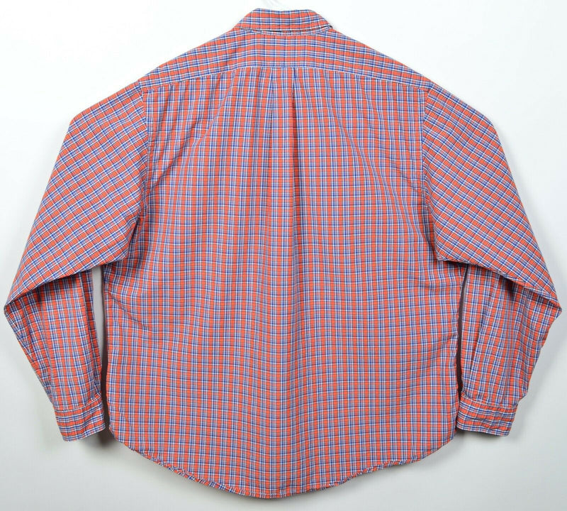 Polo Ralph Lauren Men's 18/2XL Orange Blue Plaid Long Sleeve Button-Down Shirt