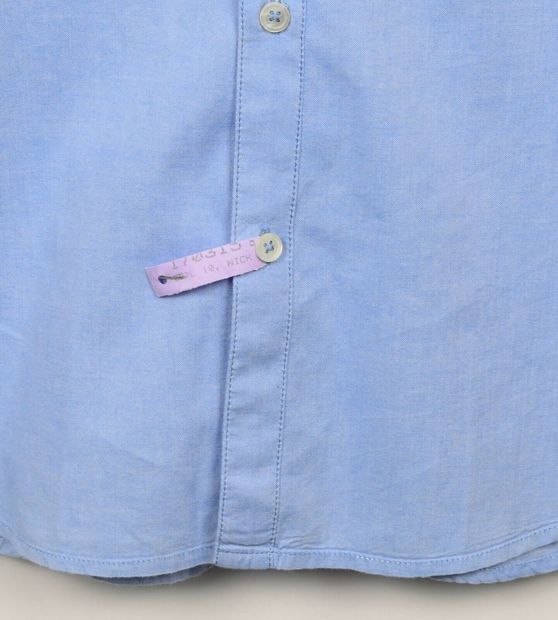 James Perse Standard Men's 2 (Medium) Solid Blue Oxford Button-Front Shirt