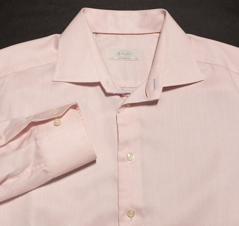 Eton 16 41 Contemporary Men's Dress Shirt Solid Light Pink Spread Collar