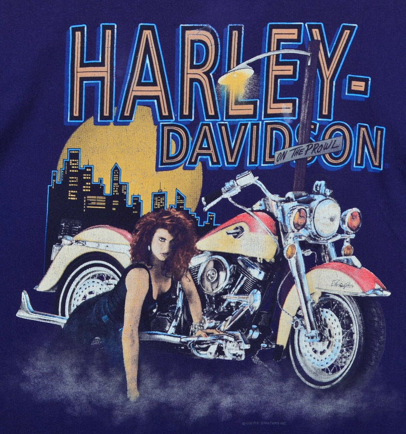 Vintage 1992 Harley-Davidson Men's Sz XL On The Prowl Biker Purple T-Shirt