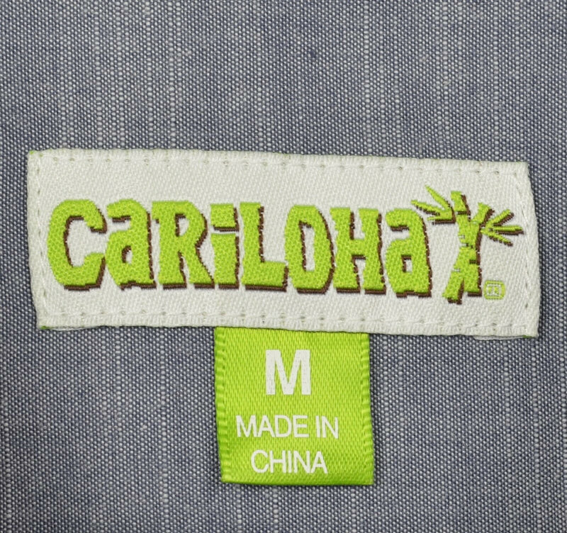 Cariloha Men's Medium Organic Cotton Bamboo Blue/Gray Button-Front Shirt