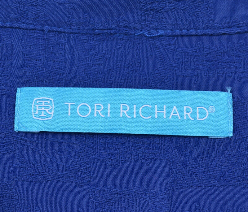 Tori Richard Men's Sz Large Silk Blend Blue Textured Hawaiian Aloha Shirt