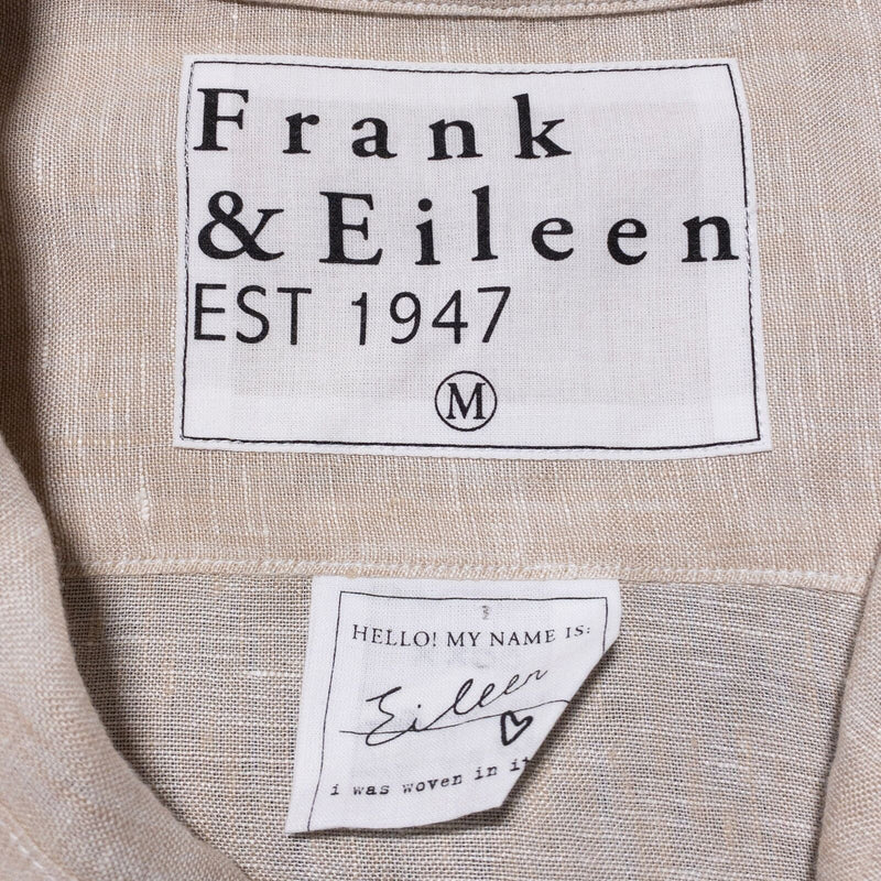 Frank & Eileen Linen Shirt Women's Medium Oversized Eileen Beige Button-Up