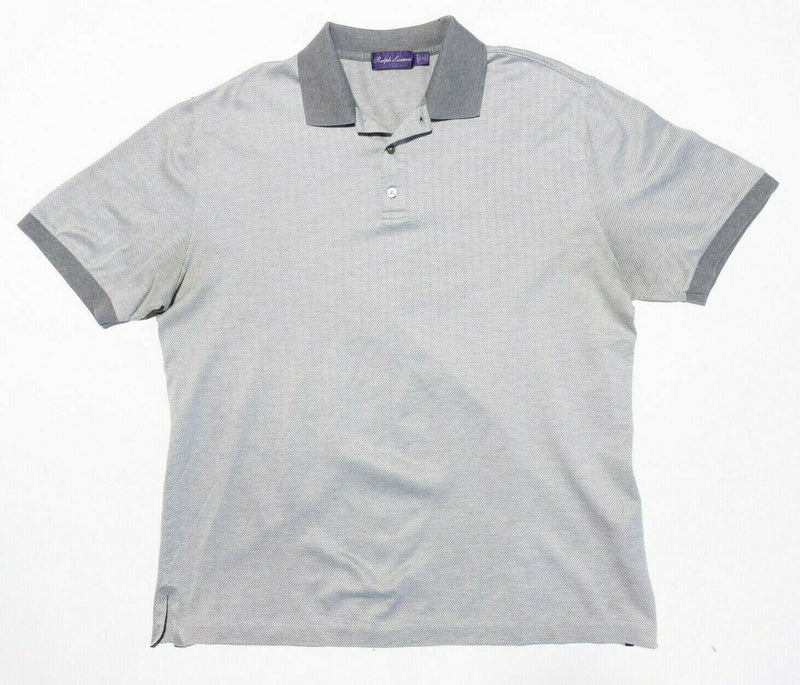 Ralph Lauren Purple Label Men's Shirt XL Polo Gray Chevron Designer Italy