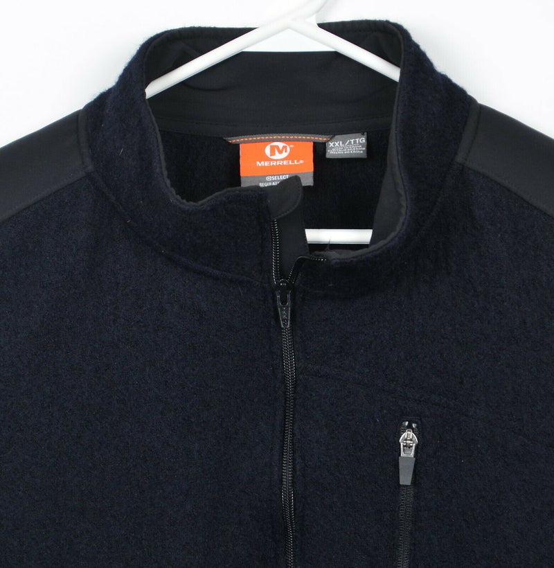 Merrell Men's 2XL Wool Full Zip M-Select Regulate Wick Black Sweater Jacket