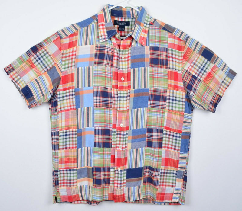 Brooks Brothers Men's Sz Medium Patchwork India Madras Plaid Short Sleeve Shirt