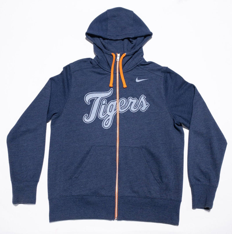 Detroit Tigers Hoodie Men's Large Nike Full Zip Sweatshirt Blue MLB Baseball