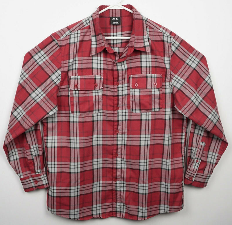 Oakley Men's XL Regular Fit Flannel Red Plaid Button-Front Flannel Shirt