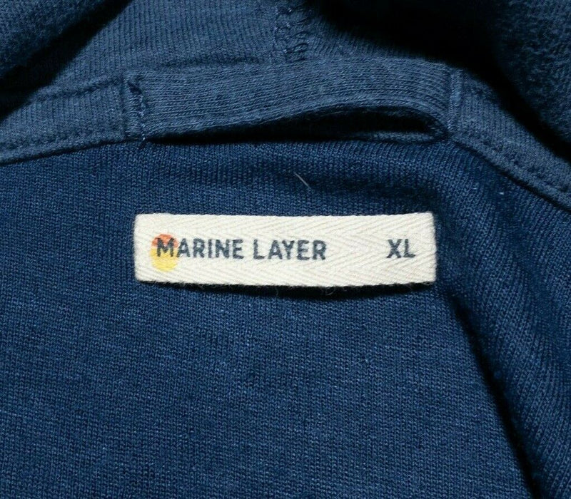 Marine Layer Pullover Hoodie Blue Lightweight Drawstring Rayon Blend Men's XL