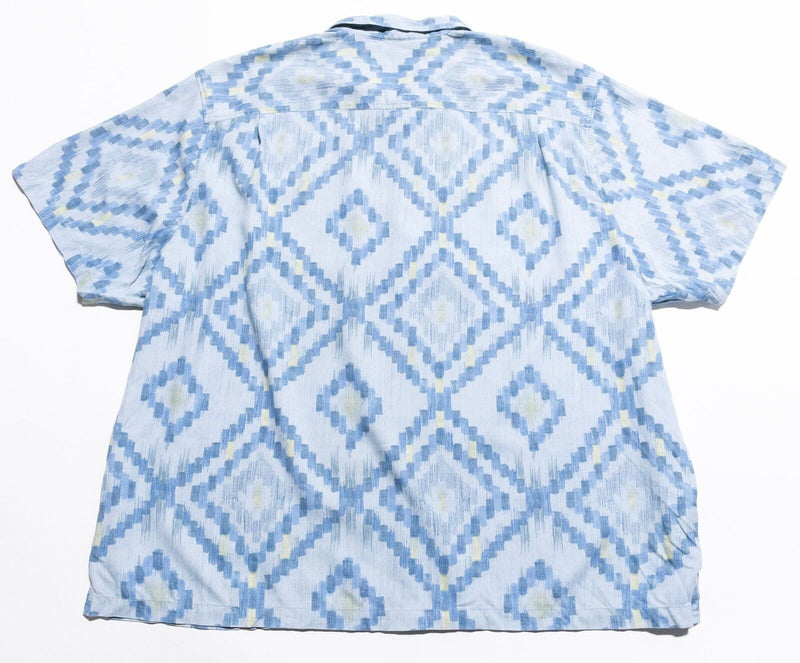 Tommy Bahama Hawaiian Shirt Men's 4XB Silk Blue Diamond Argyle Aloha Camp